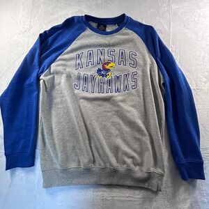 Kansas Jayhawks Colosseum NCAA Sweatshirt Mens L Raglan Gray Blue